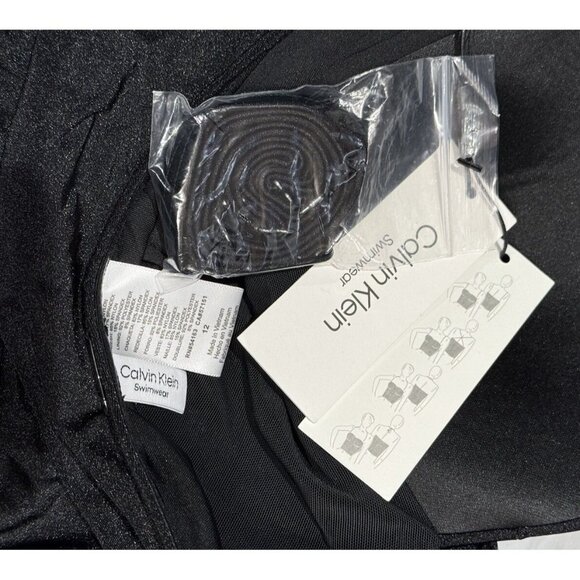 Calvin Klein Sz 12 swimsuit Convertible Strapless Black One Piece New NWT - Picture 3 of 3